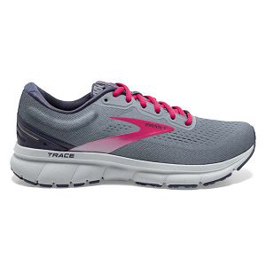 Brooks Trace Road Running Shoes - Womens, Grey/Pink/White | IE-VPU678093